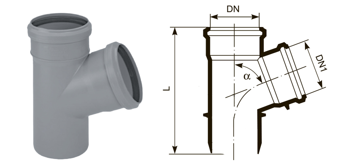 Трійник 125/125мм, 67.5°, ПП, VALROM